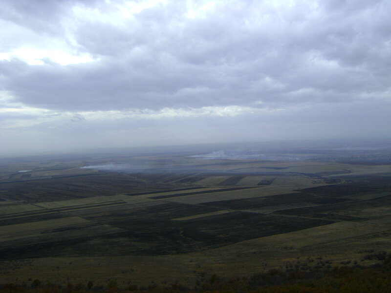 Burned Fields under Cloudy Sky