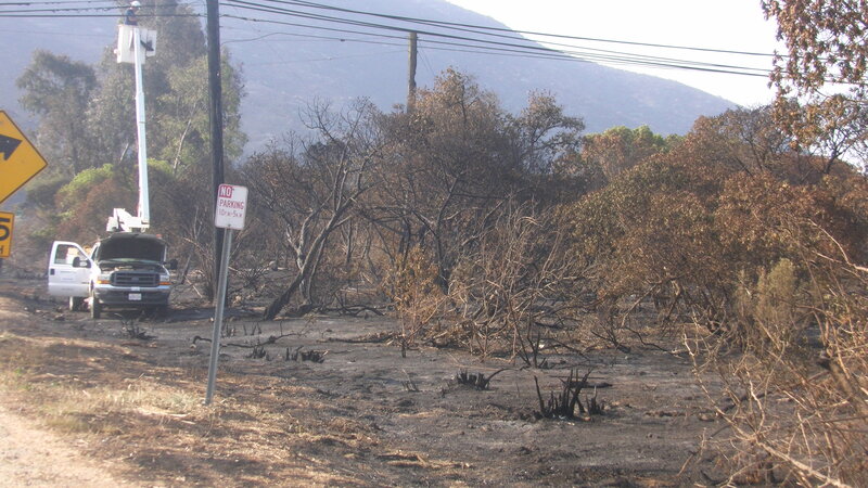 Burned Landscape with Utility Truck