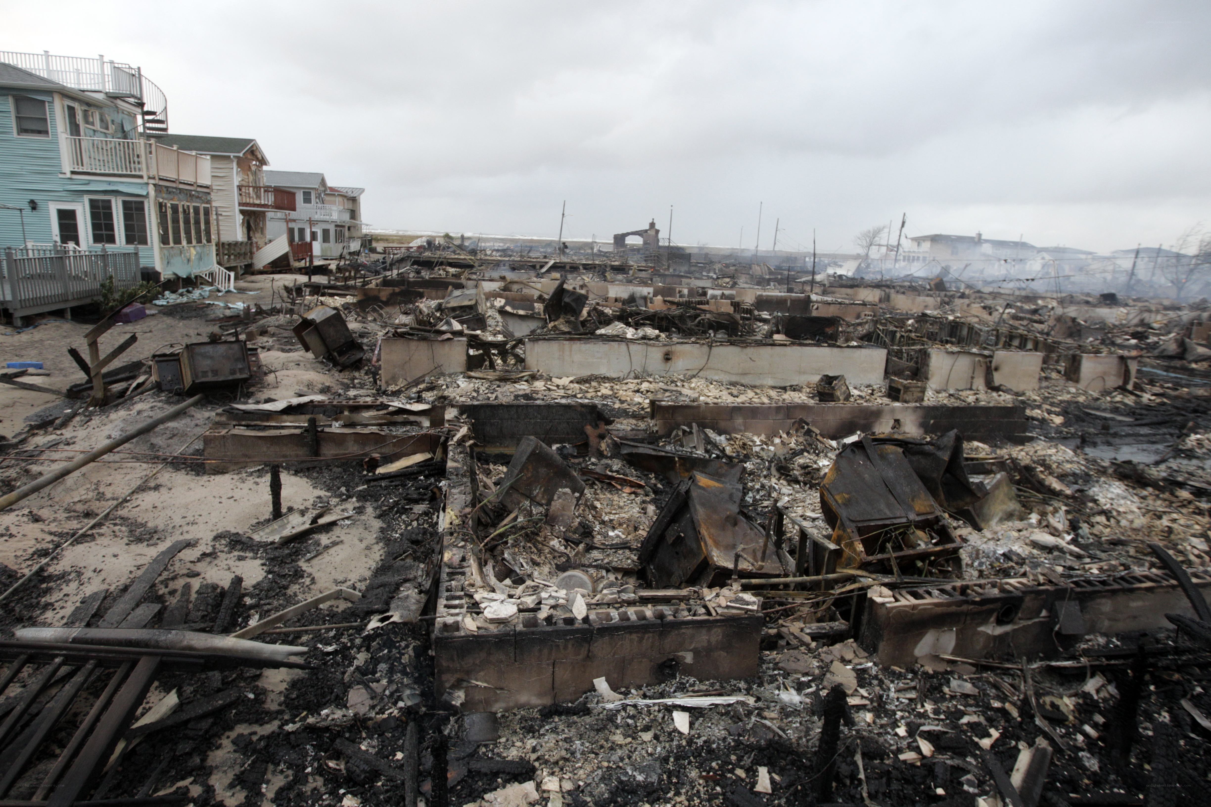 Burned-out homes after a disaster
