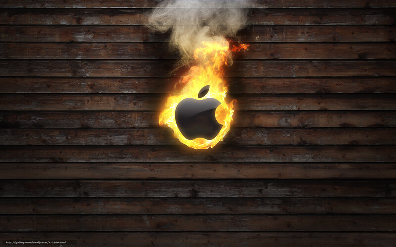 Burning Apple Logo — Black, Dramatic, Digital Art, Fire