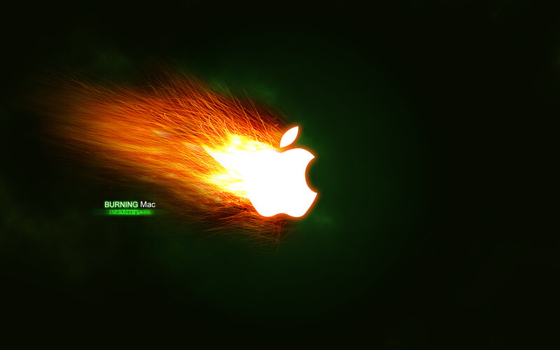 Burning Apple Logo — Black, Dramatic