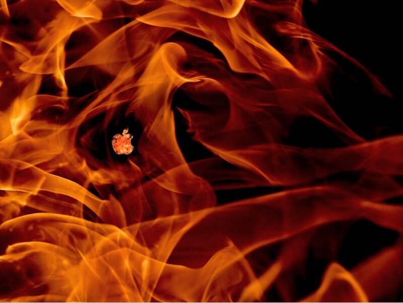 Burning Apple Logo — Orange