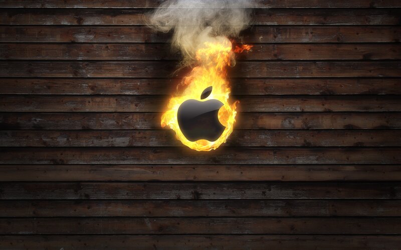 burning apple logo
