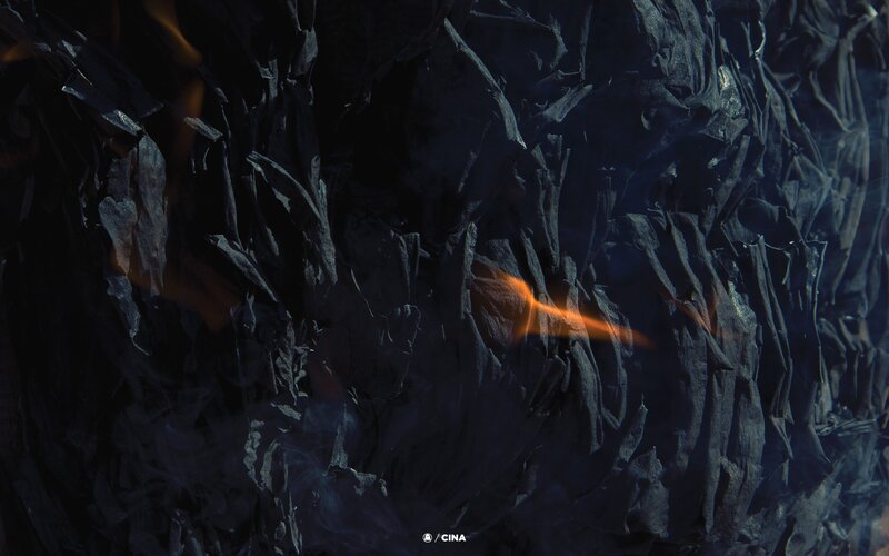 burning black fabric