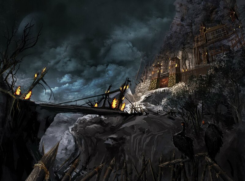 Burning Bridge at Night