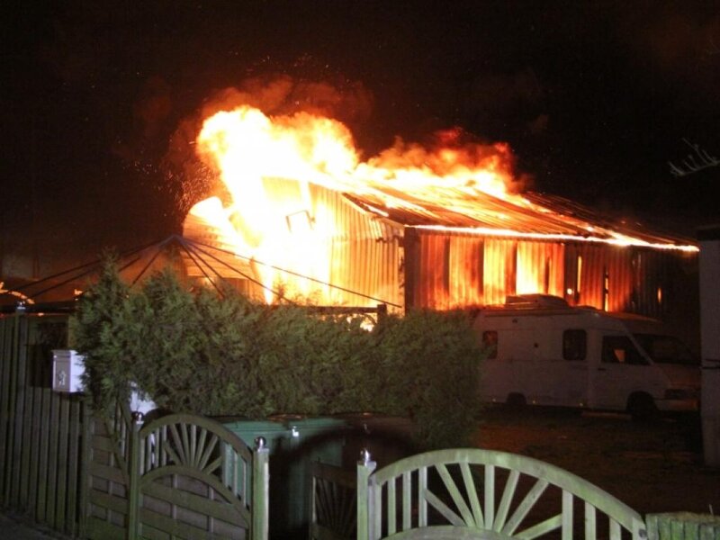 Burning Building at Night — Orange