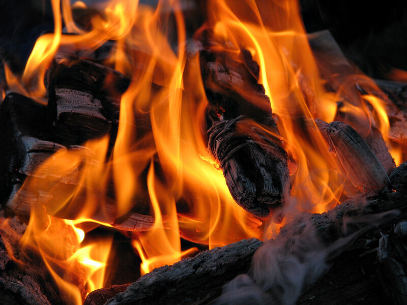 Burning Campfire Logs — Orange