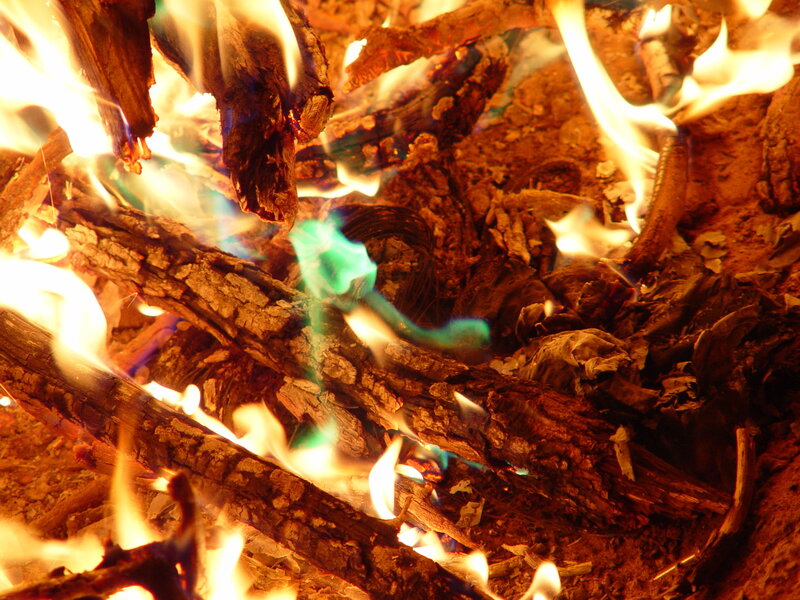 Burning Campfire Logs — Orange, Warm