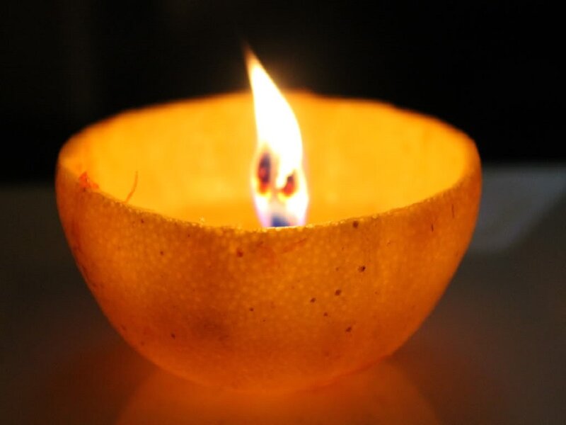 Burning Candle in Orange