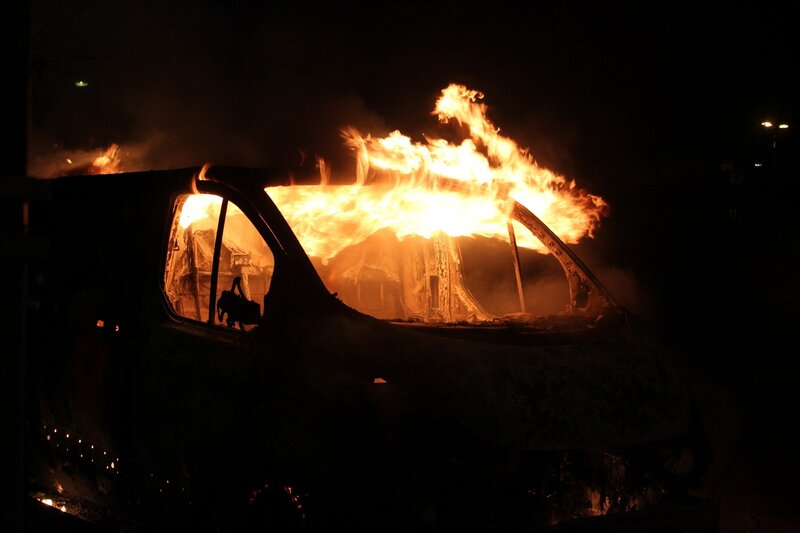 Burning Car at Night