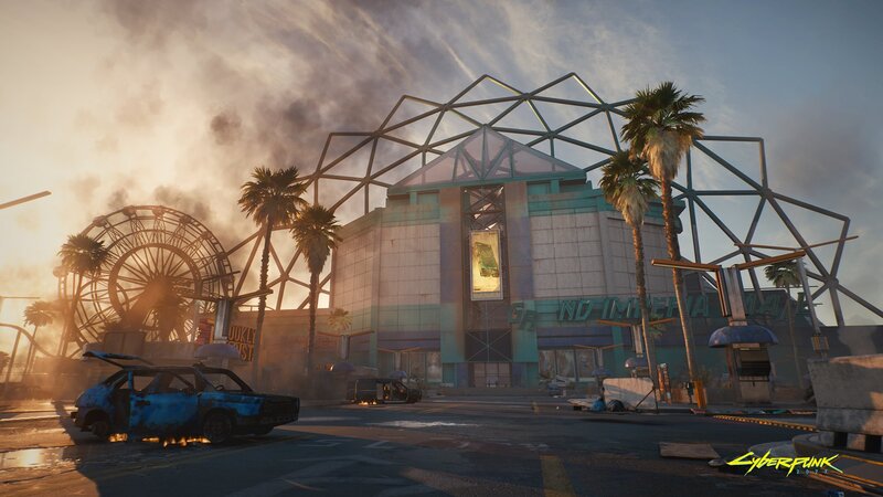 Burning Car in City — Gray, Apocalyptic