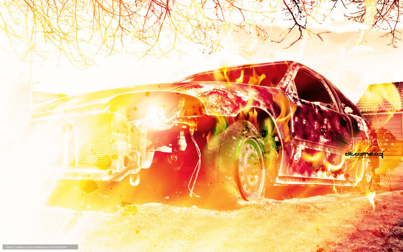 burning car in flames