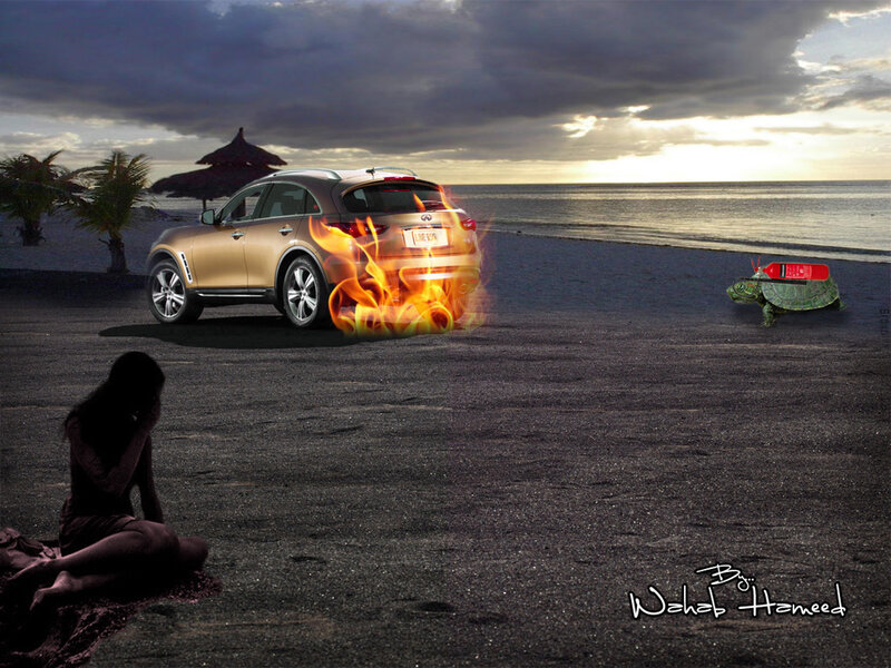 Burning Car on Beach