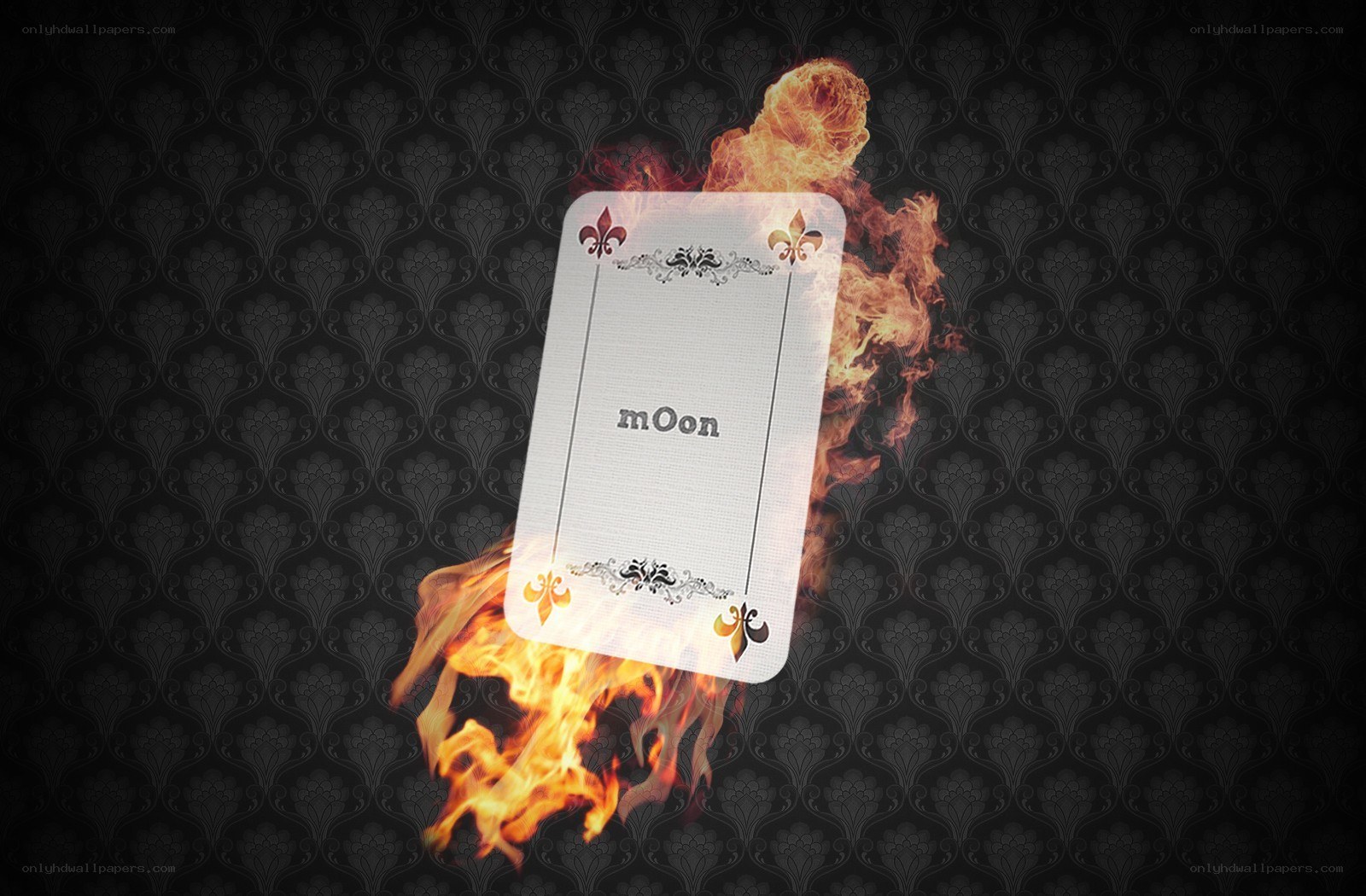 burning card with mOon text