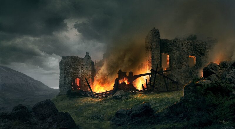 Burning Castle Ruins