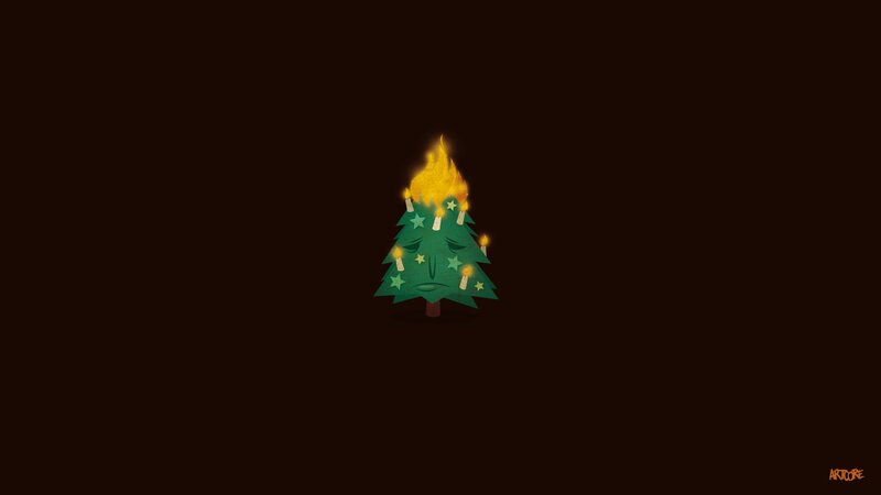 burning christmas tree