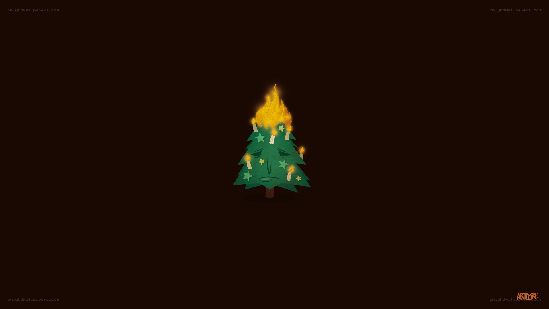 burning christmas tree