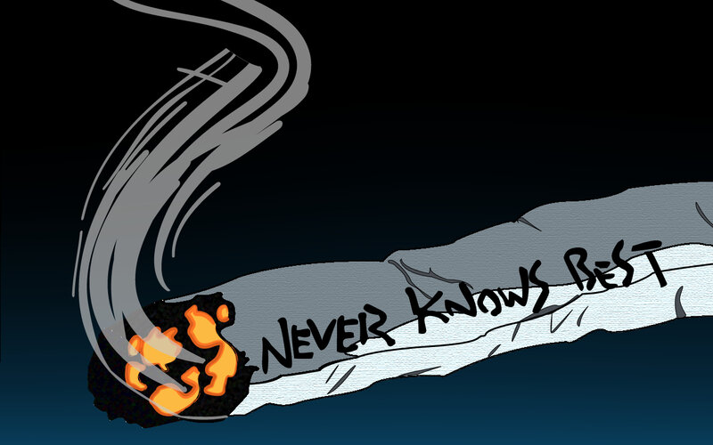 burning cigarette with text