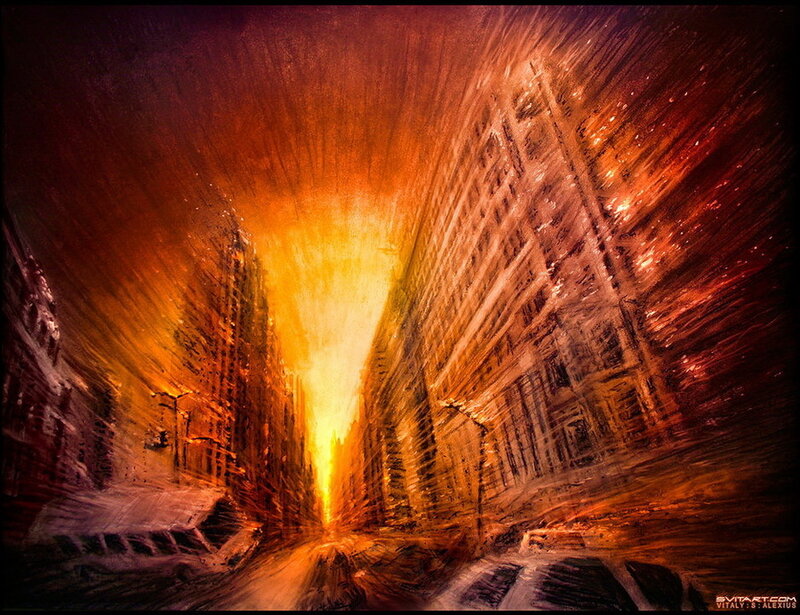 Burning City Street