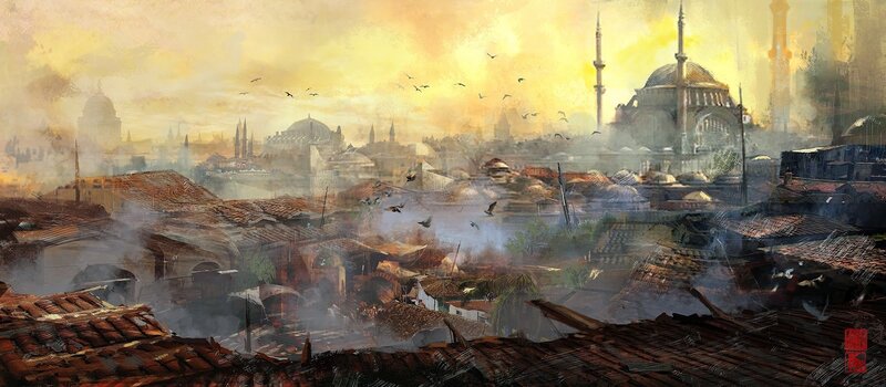 Burning Cityscape — Yellow