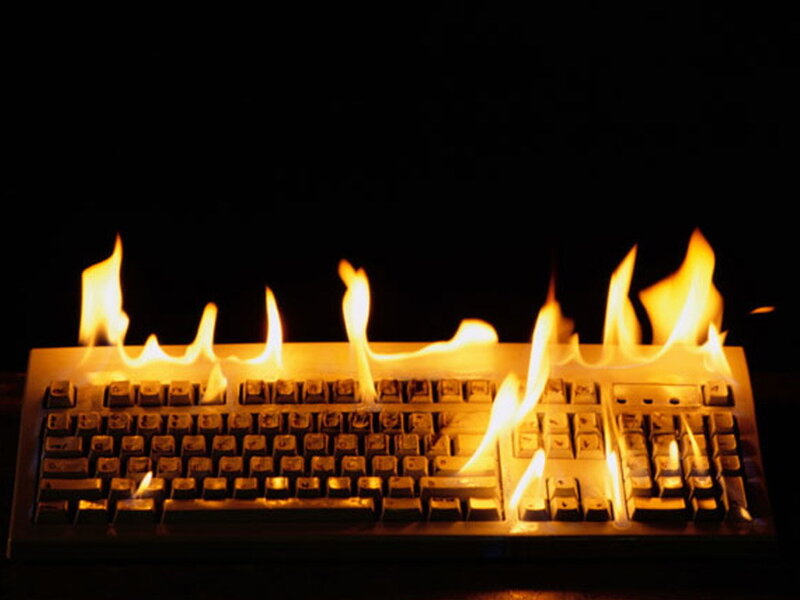 Burning Computer Keyboard — Black, Dramatic