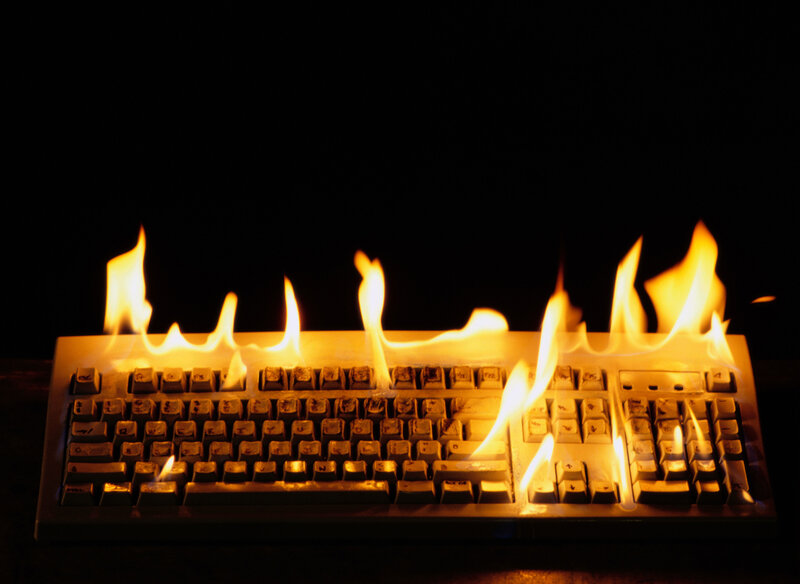 Burning Computer Keyboard — Black