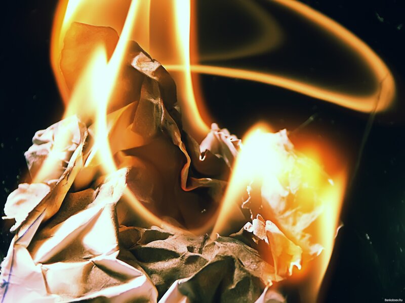 burning crumpled paper