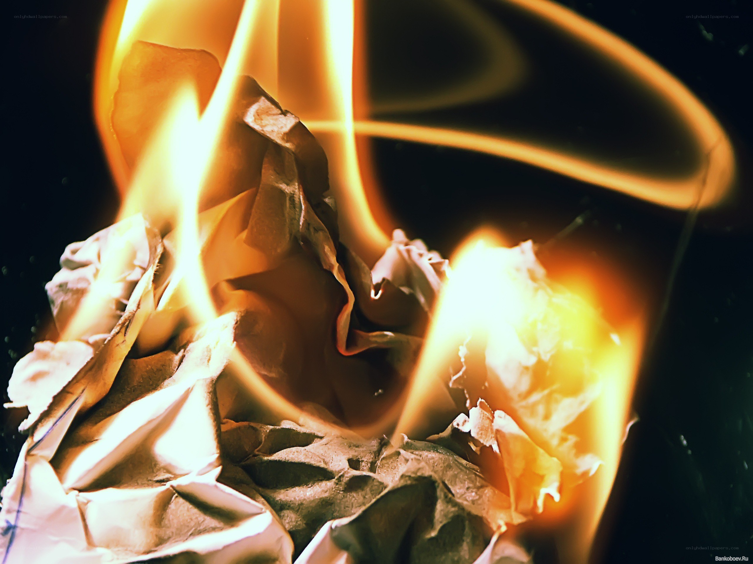 burning crumpled paper