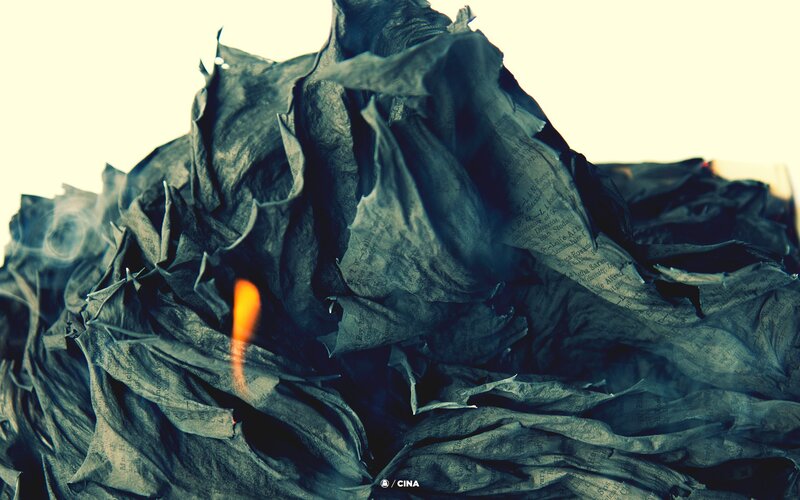 Burning Crumpled Paper — Black, Dramatic, Photograph