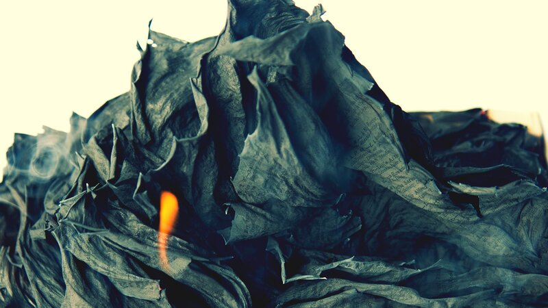 Burning Crumpled Paper — Black