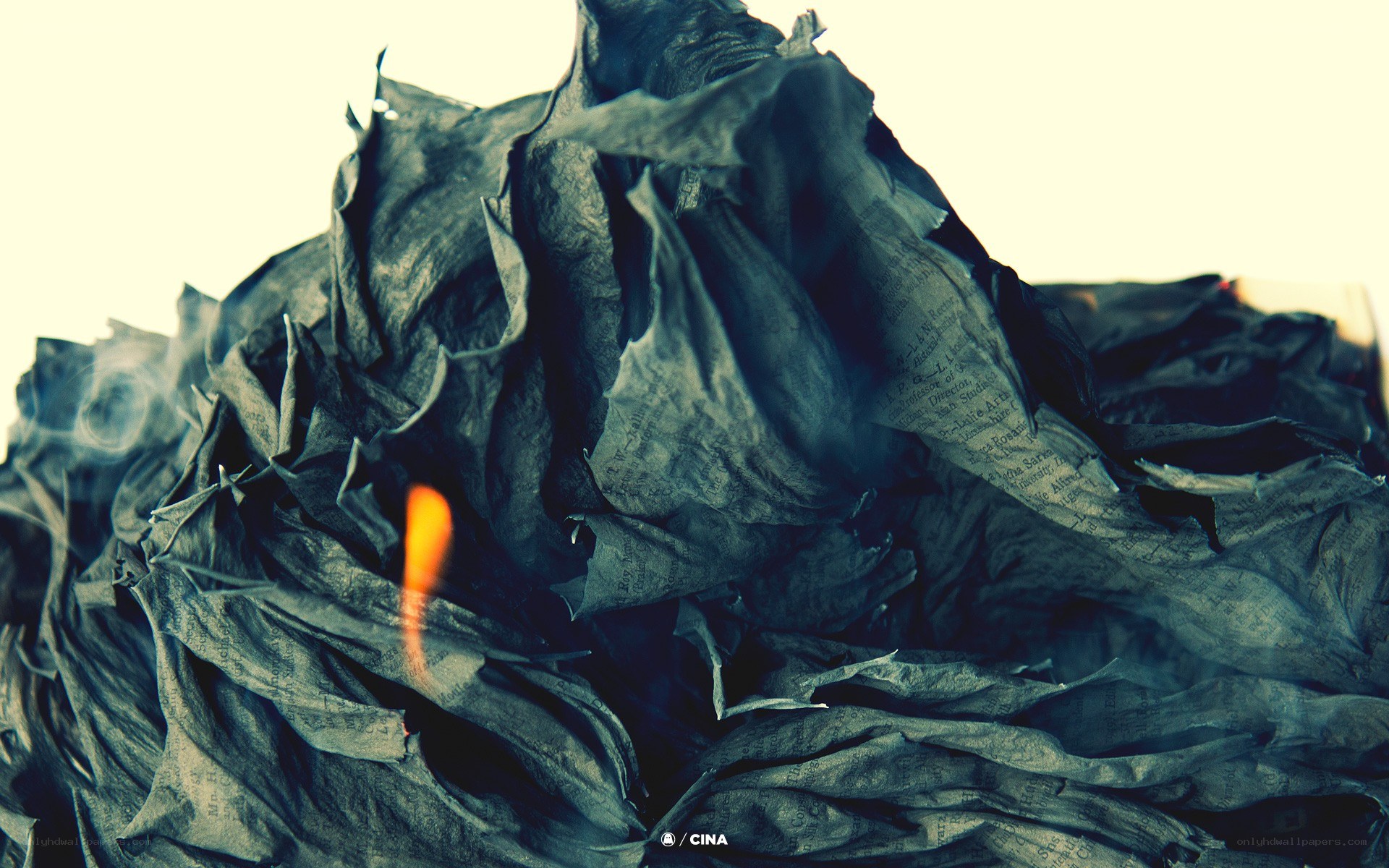 burning crumpled paper