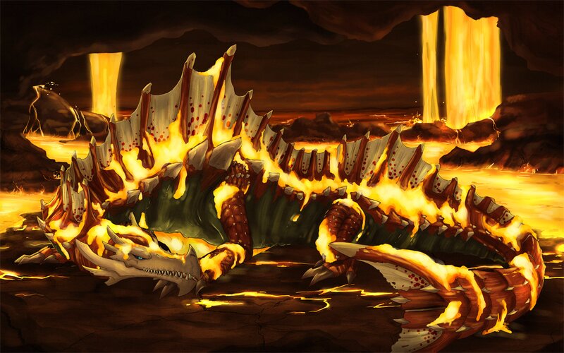 Burning Dragon in Cave