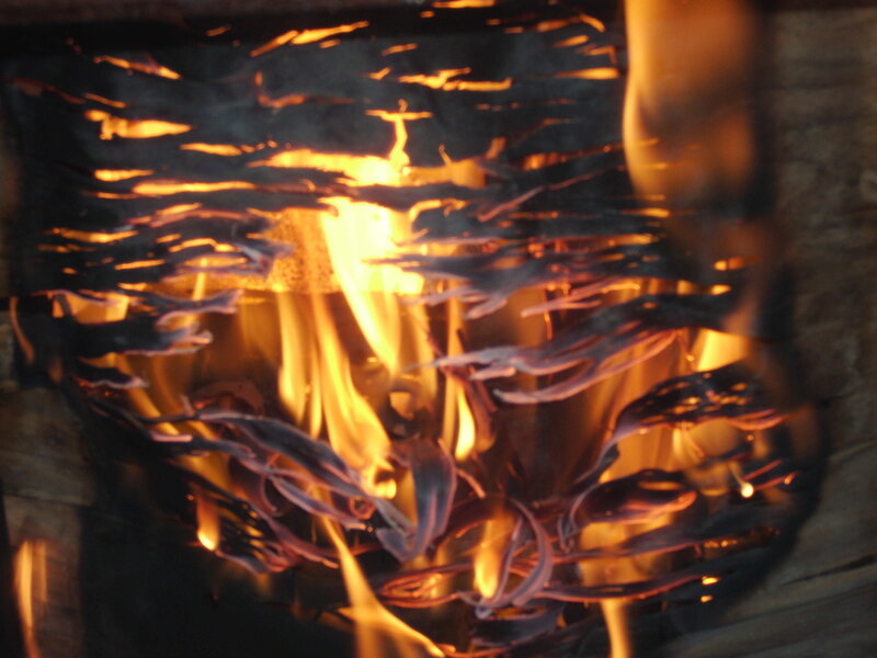 Burning Fire in Fireplace