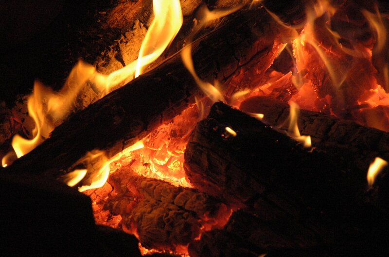 burning firewood logs