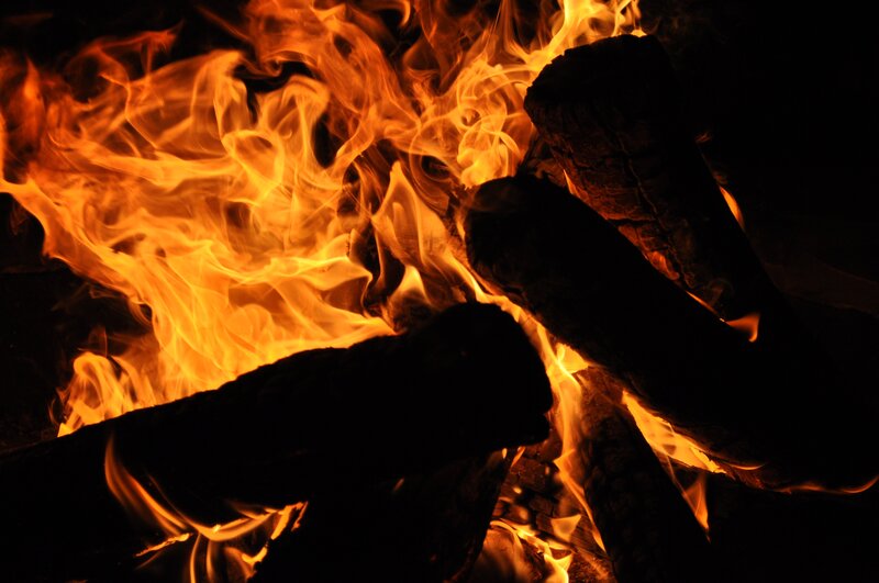 Burning Firewood Logs — Orange, Dramatic