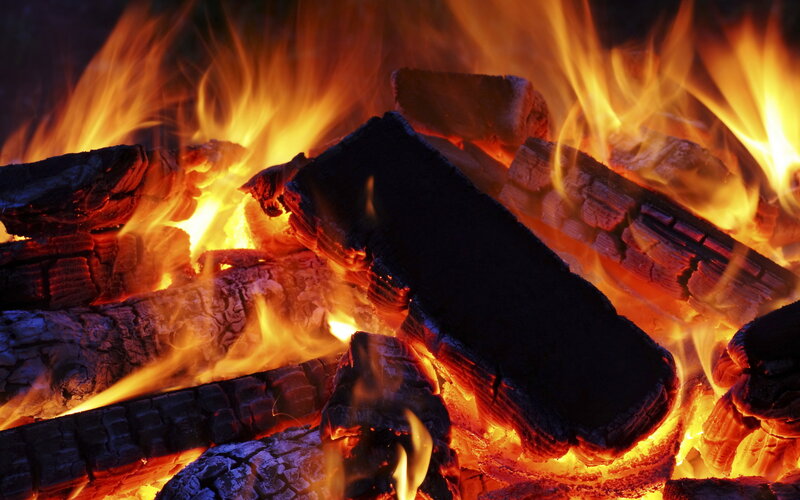 Burning Firewood Logs — Orange
