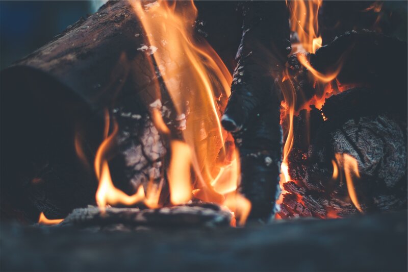 Burning Firewood Logs — Orange, Warm, Night, Photograph
