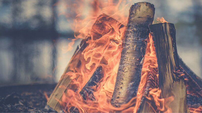 Burning Firewood Logs — Orange, Warm, Photograph, Fire, Embers