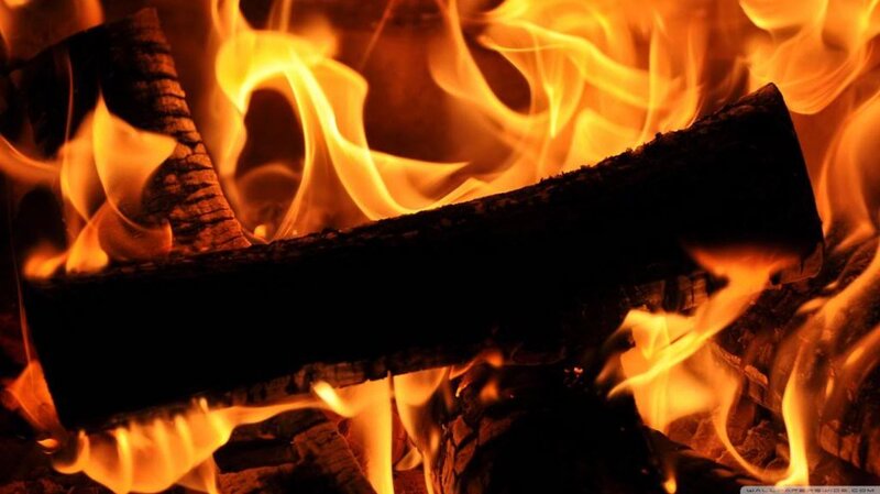 Burning Firewood Logs — Orange, Warm, Photograph, Fire, Flames