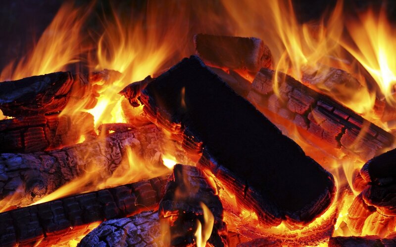 burning firewood logs
