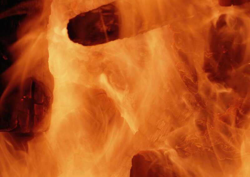 Burning Firewood — Orange, Intense, Photograph