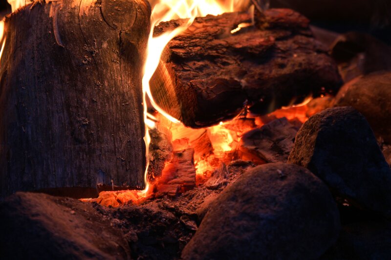 Burning Firewood — Orange, Warm, Night