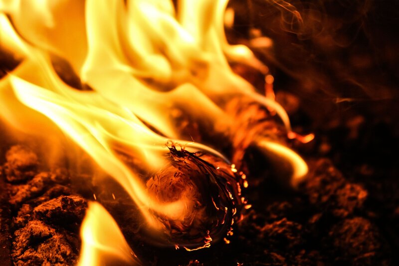 Burning Firewood — Yellow