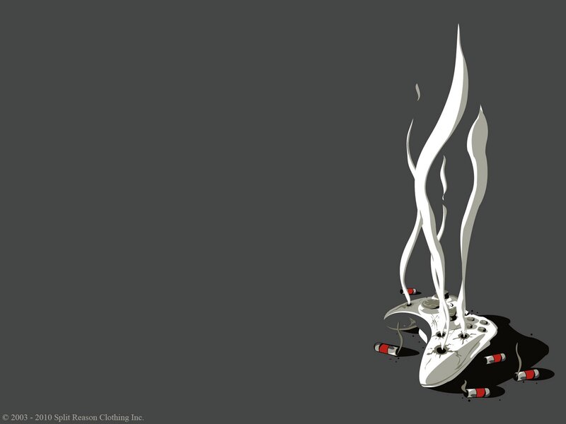Burning Game Controller — Gray, Dramatic