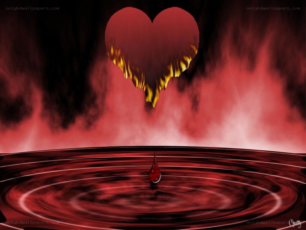 Burning heart over blood