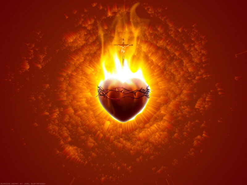 Burning Heart with Crown of Thorns
