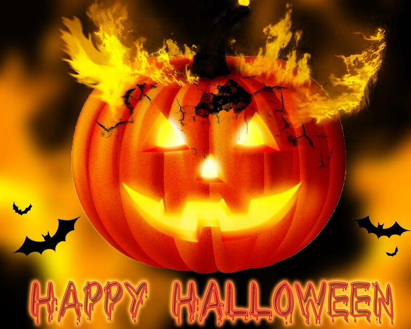Burning Jack-o'-lantern