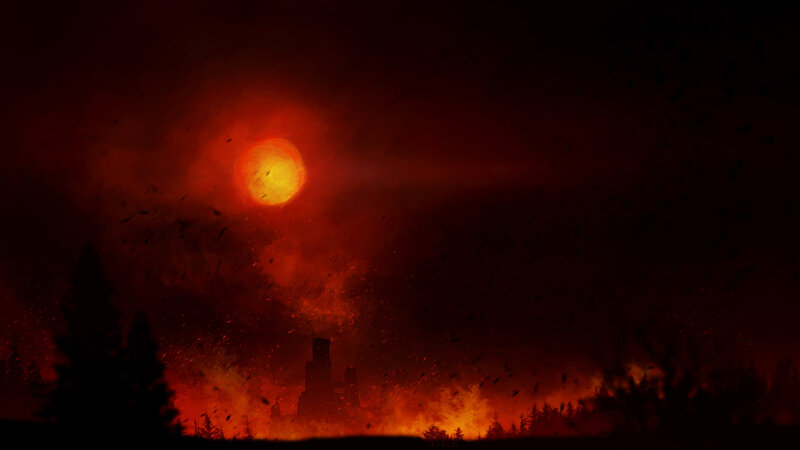 Burning Landscape at Night
