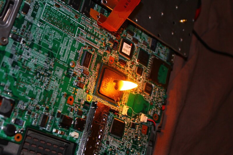 Burning Laptop Motherboard