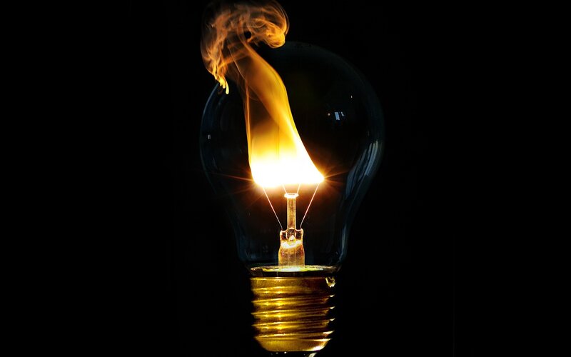 Burning light bulb